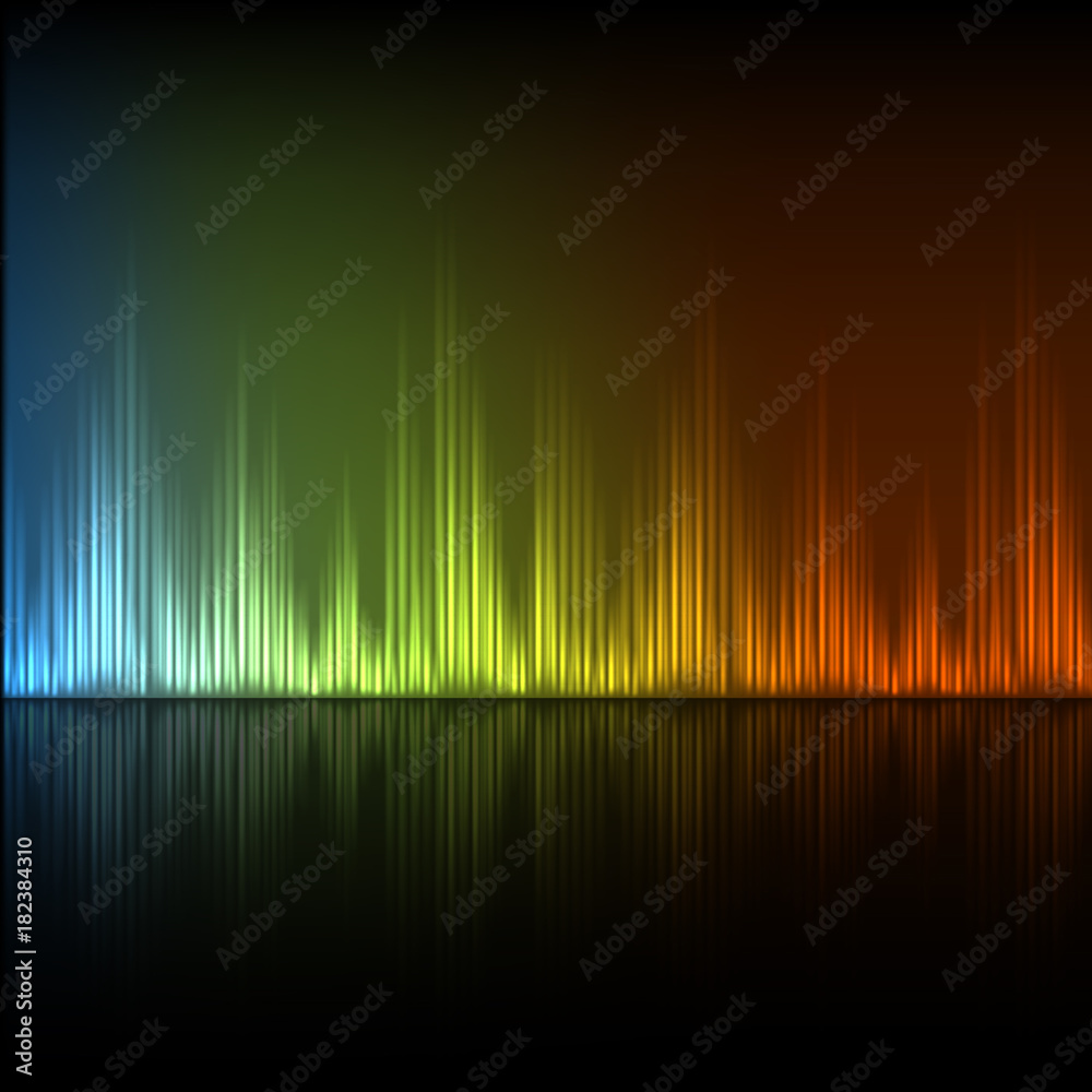 Abstract equalizer background. Blue-green-orange wave.