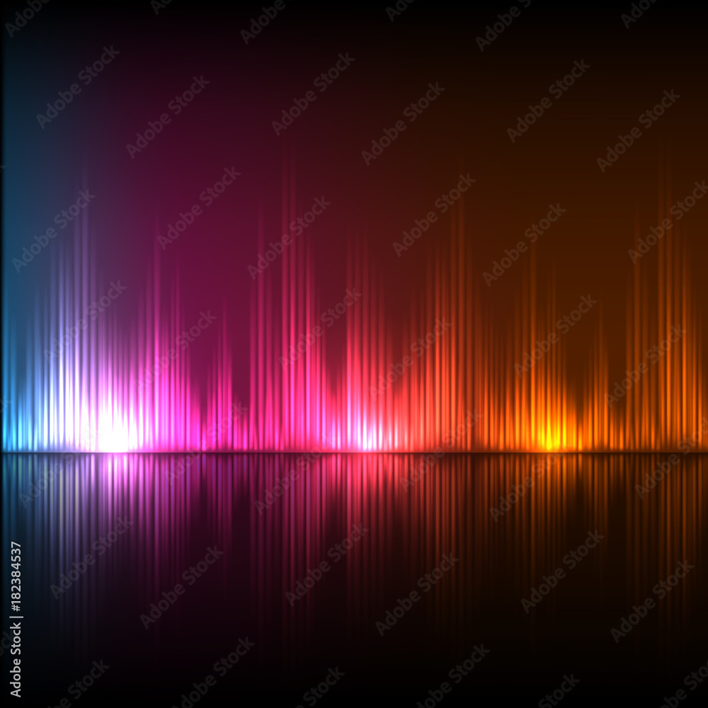 Abstract equalizer background. Blue-purple-orange wave.
