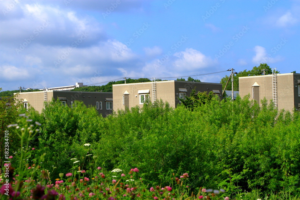 Landscape with the form of a square house Landscape with the form of a square house