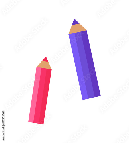 Pink and Purple Pencils Vector Illustration