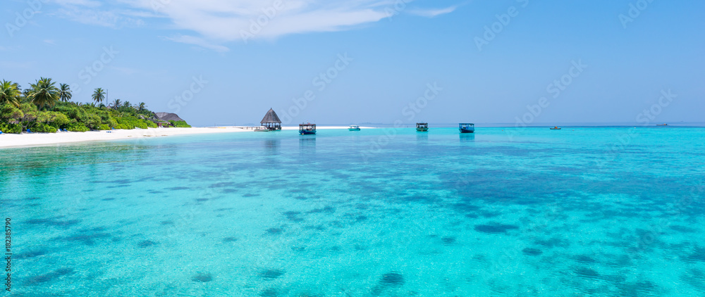 Maldives. A paradise for relaxation. The lagoon of a tropical island in the Indian Ocean. Maldives. A paradise for relaxation.