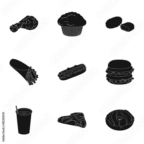 Food, lunch, fast and other web icon in black style.Piello, cream, sauce, icons in set collection.