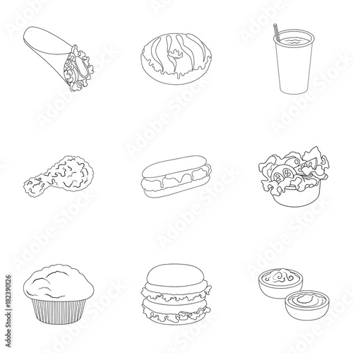 Food, lunch, fast and other web icon in outline style.Piello, cream, sauce, icons in set collection.
