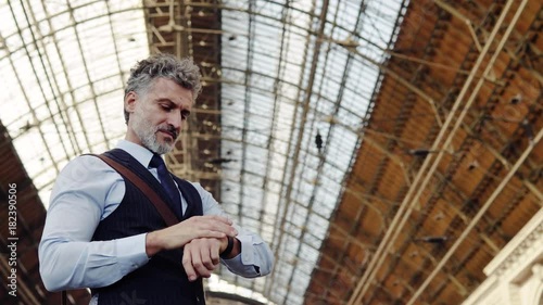 Wallpaper Mural Mature businessman on a train station. Torontodigital.ca