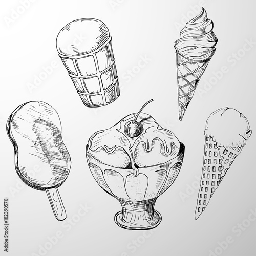 Ice cream set. Sketch