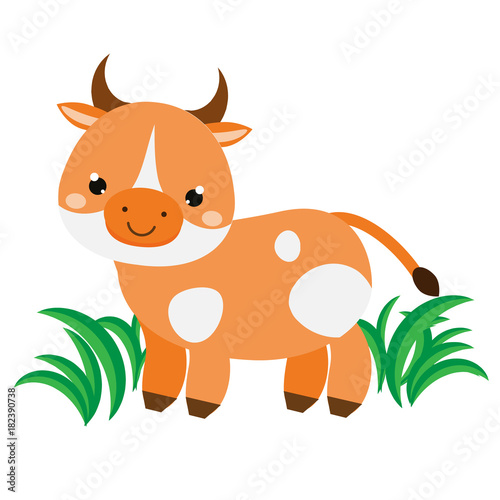 Cute cartoon cow. Farm animal character for babies and children design  prints