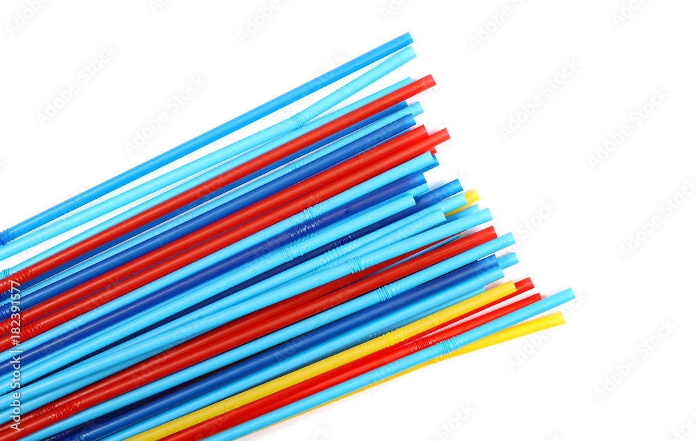 Drinking straws isolated on white background, top view Drinking straws isolated on white background, top view