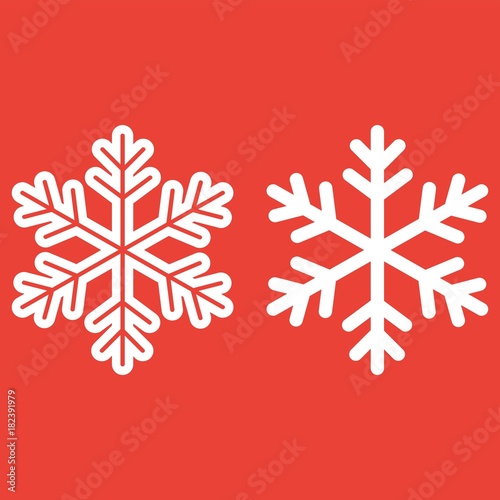 Snowflake line and glyph icon, New year and Christmas, snow sign vector graphics, a linear pattern on a red background, eps 10.