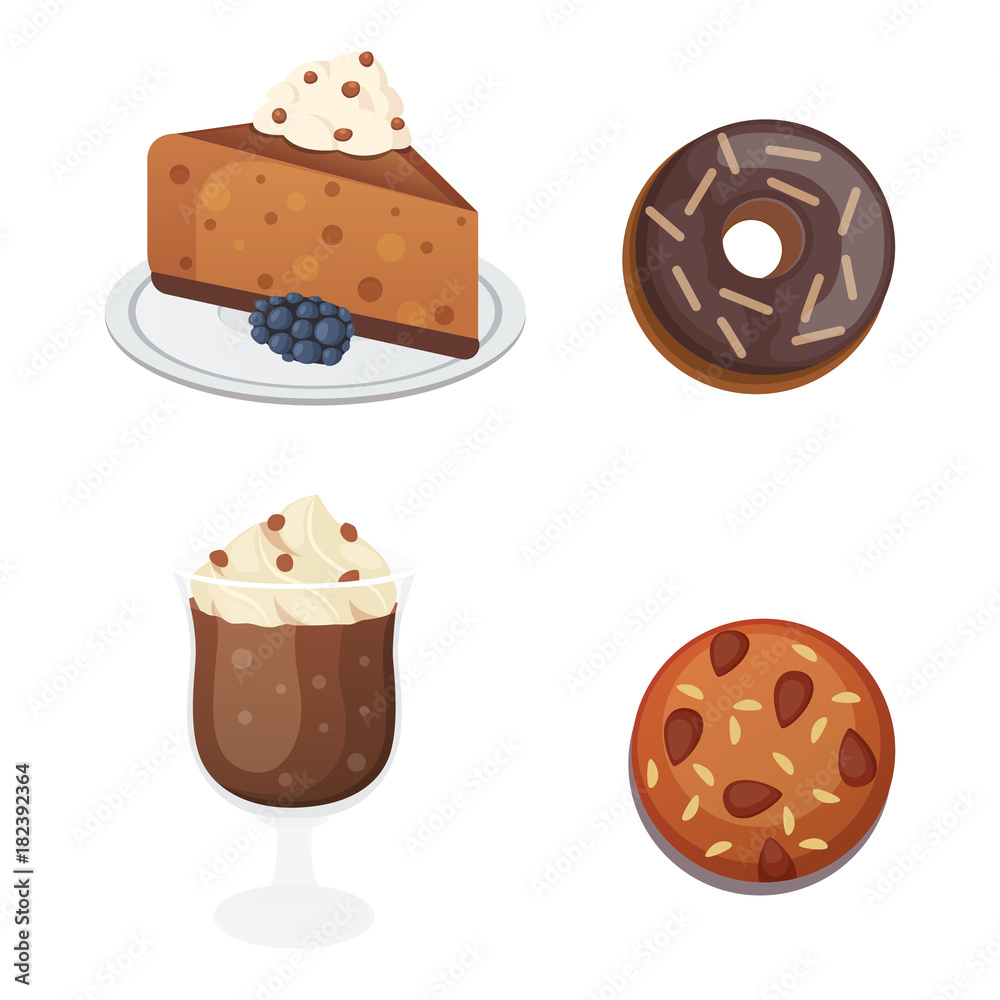 Chocolate sweet dessert icons. Organic food vector Chocolate sweet dessert icons. Organic food vector