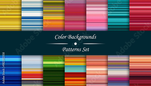 Horizontal colorful stripes abstract background, stretched pixels effect, seamless patterns, set