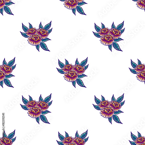 Floral hand drawn vintage seamless pattern with flowers and leaves. Fabulous ...