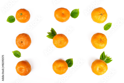 fresh orange with green leag isolate on white background