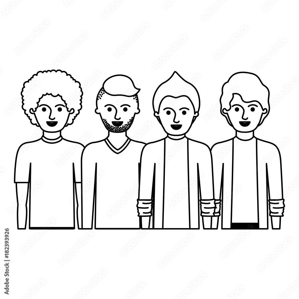 men in half body with casual clothes with short hair and hairstyles different in monochrome silhouette vector illustration men in half body with casual clothes with short hair and hairstyles different in monochrome silhouette vector illustration