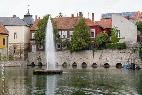 Fountain on Mill Pond in Tapolca, Hungary photo