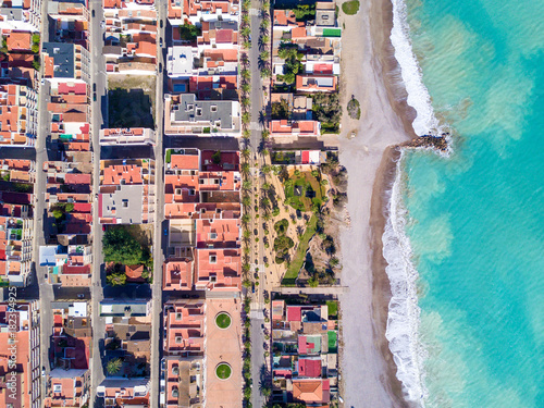 Aerial view of mediterranean beach photo