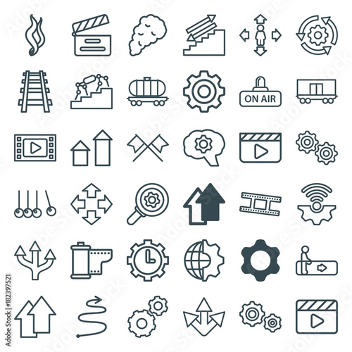 Set of 36 motion outline icons