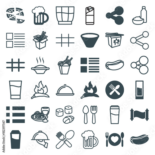 Set of 36 menu filled and outline icons