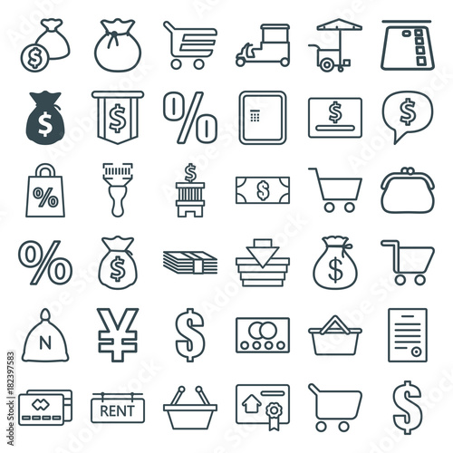 Set of 36 buy outline icons