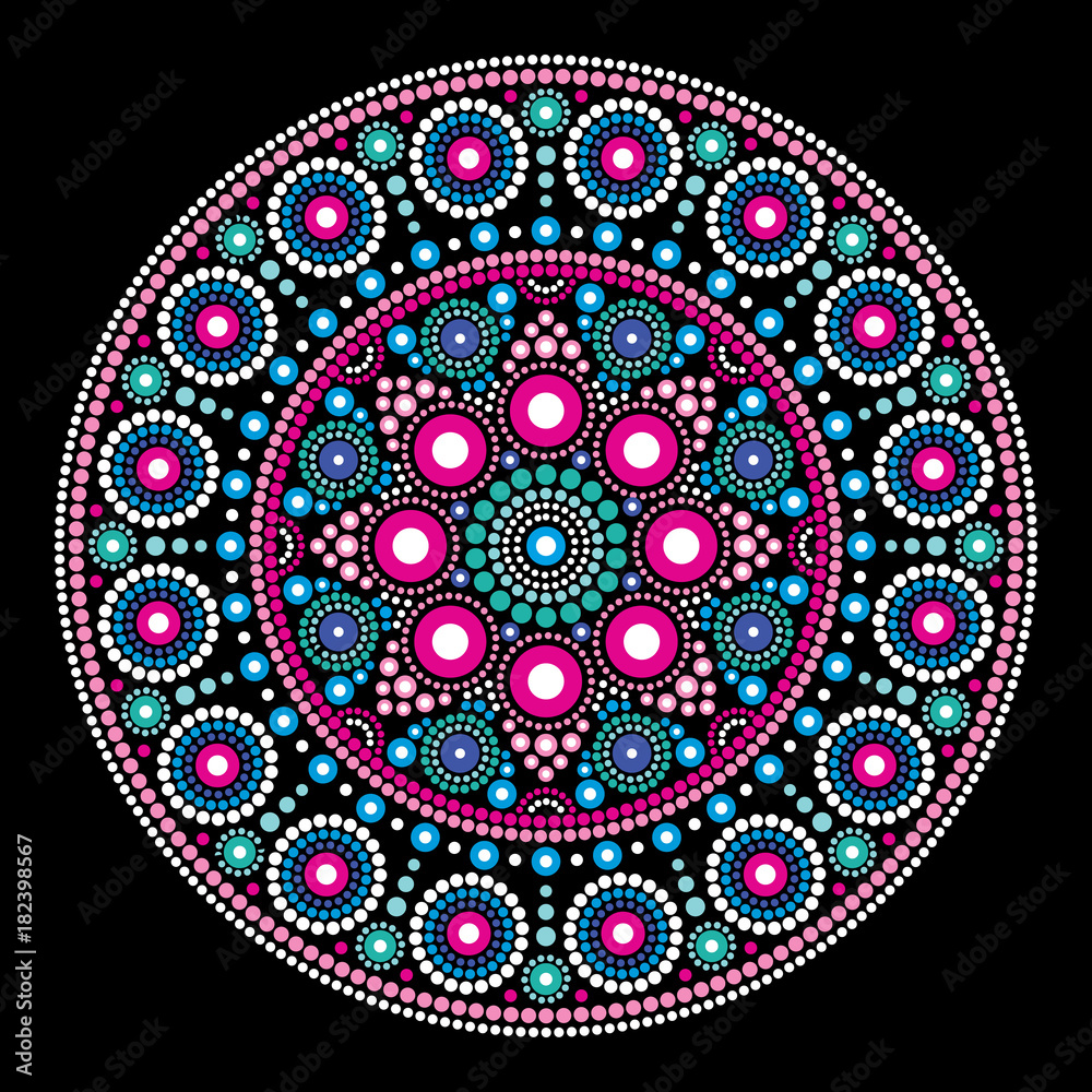 Mandala vector dot painting style, Aboriginal folk art, Australian ...