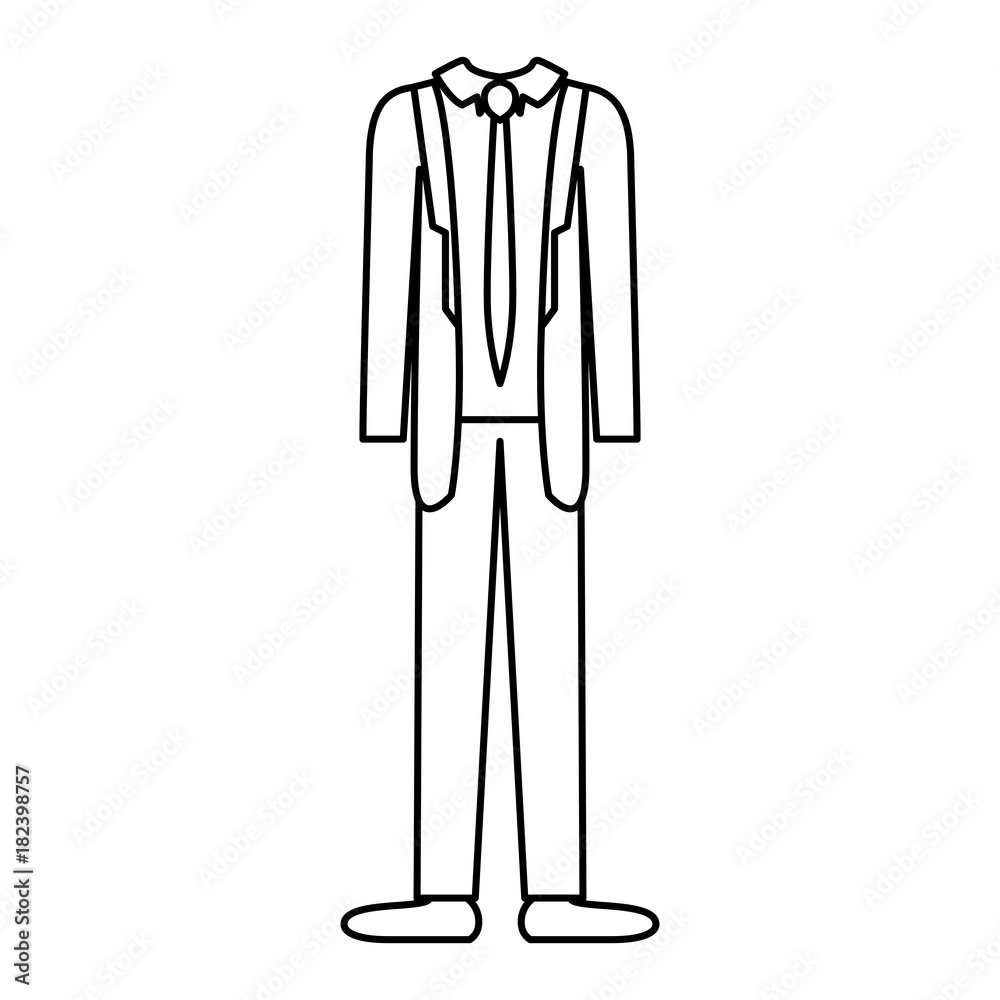 male clothes with suit and shirt with tie and pant and shoes in monochrome silhouette vector illustration male clothes with suit and shirt with tie and pant and shoes in monochrome silhouette vector illustration