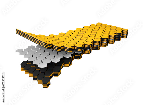 3d Illustration of twist sodium ion battery technology, nano sandwich