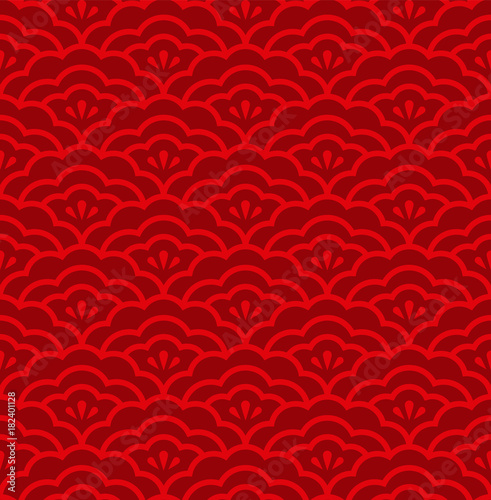 Red Flower petals overlap seamless pattern background vector design