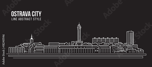Cityscape Building Line art Vector Illustration design - Ostrava city