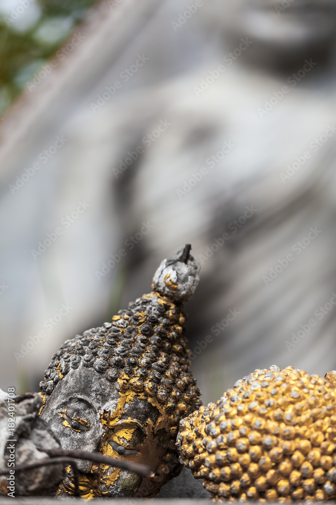 Obraz premium Old broken Buddha's head.