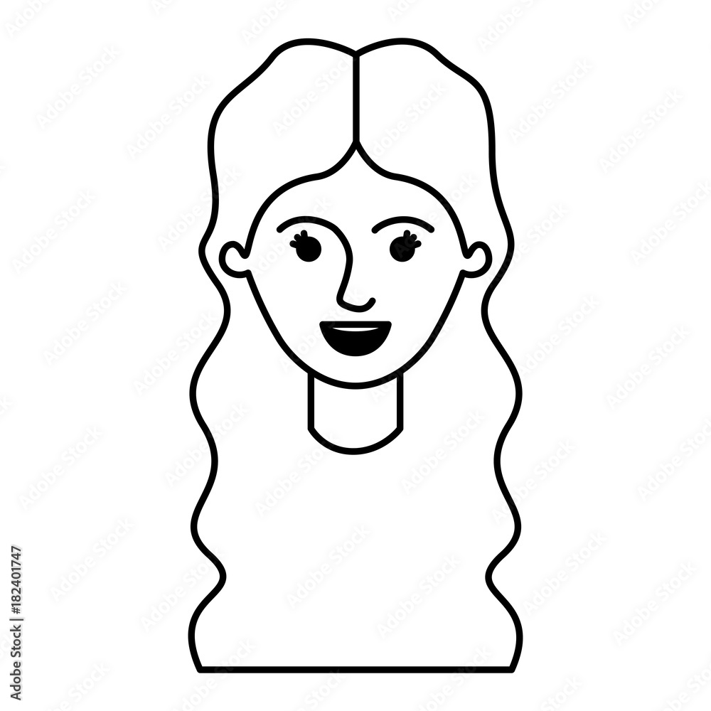 female face with long wavy hair in monochrome silhouette vector illustration female face with long wavy hair in monochrome silhouette vector illustration
