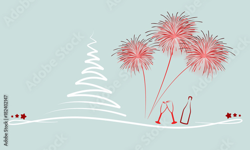 Silvester - Grußkarte "Guten Rutsch" (in Grün/ Weiß)