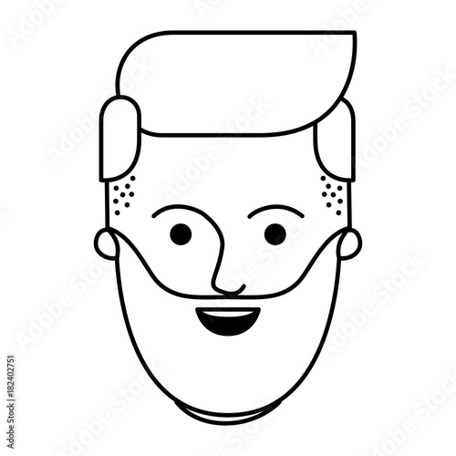 male face with beard and side parted hairstyle in monochrome silhouette vector illustration