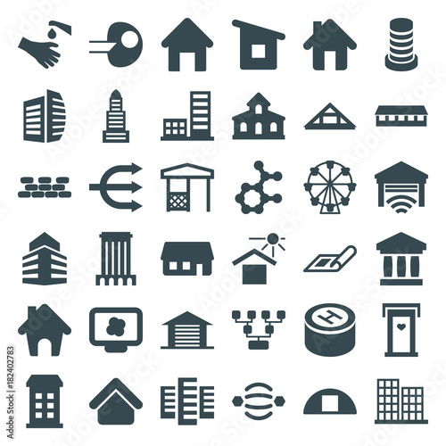 Set of 36 structure filled icons