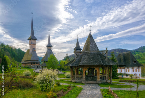 Traditional Maramures wooden architecture of Barsana monastery  Romania