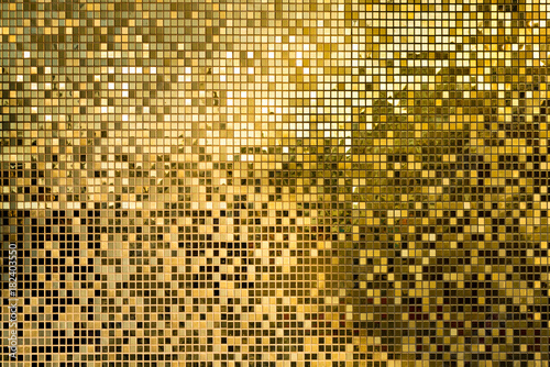 Gold square mosaic tiles for texture background
