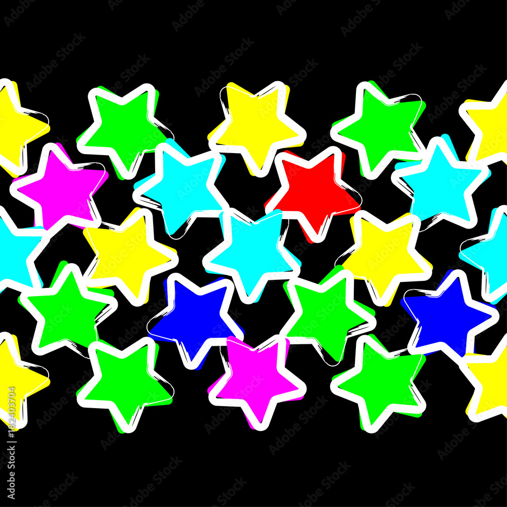 Obraz premium Seamless vector background with decorative stars. The stroke of the pen. Textile rapport.