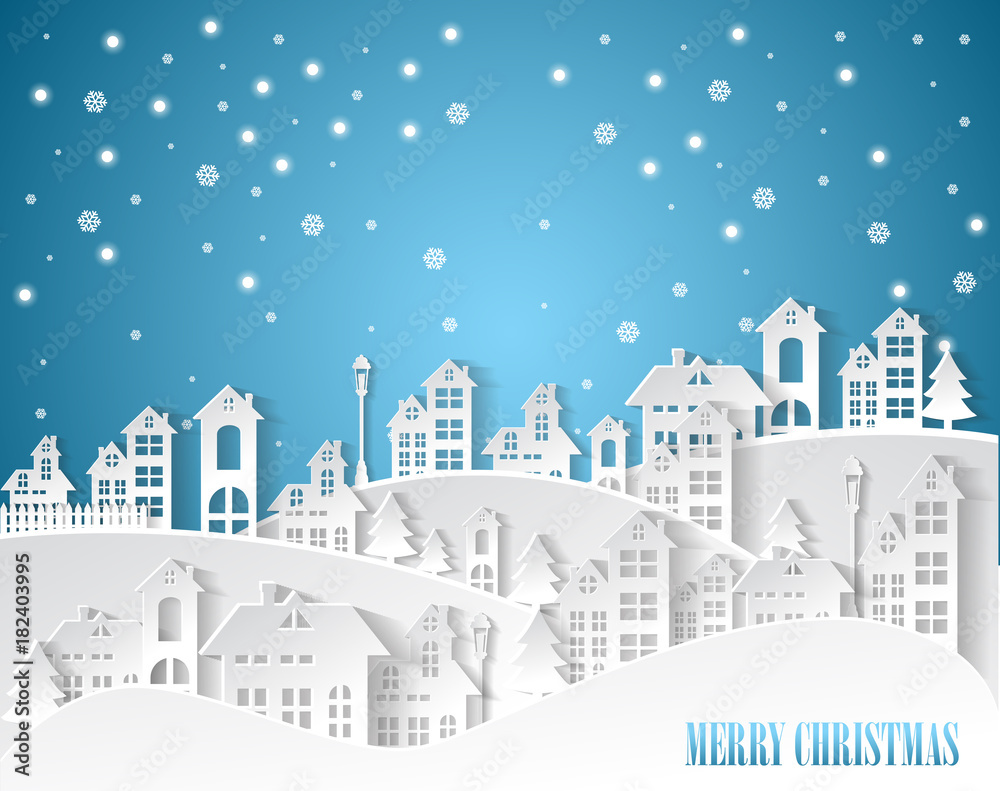 Christmas and New Years ,winter background and village Landscape