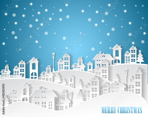 Fototapeta Naklejka Na Ścianę i Meble -  Christmas and New Years ,winter background and village Landscape