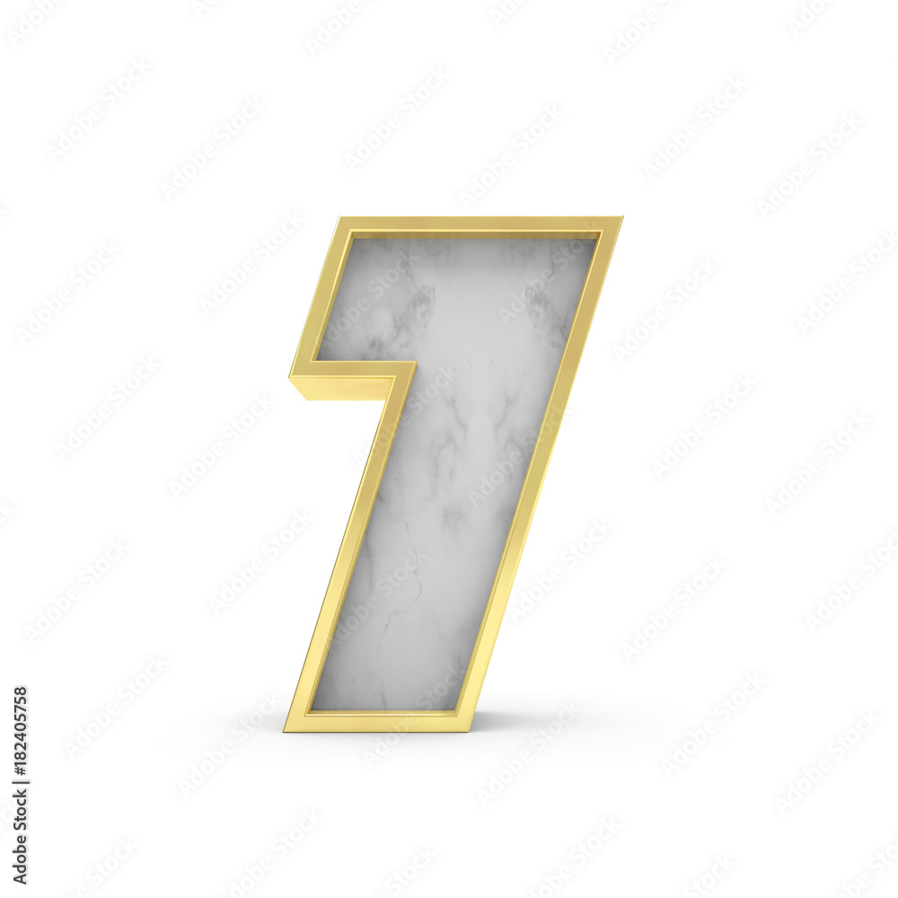 Number 7. Marble and gold lettering font. 3D Rendering Number 7. Marble and gold lettering font. 3D Rendering