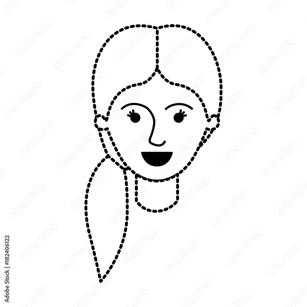 female face with pigtail hair in black dotted silhouette vector illustration female face with pigtail hair in black dotted silhouette vector illustration