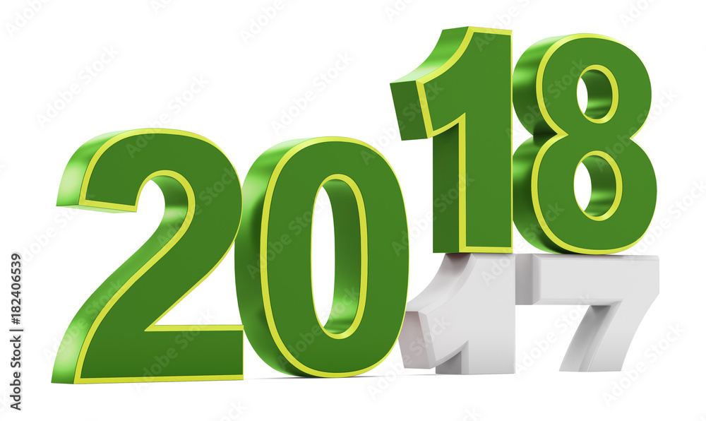New year plastic green numbers 2018 on a white background. 3d rendering. New year plastic green numbers 2018 on a white background. 3d rendering.