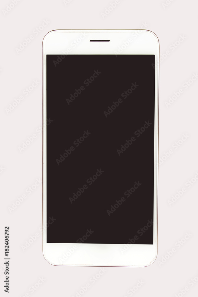 White modern smart phone isolated.Blank screen for mockup. White modern smart phone isolated.Blank screen for mockup.
