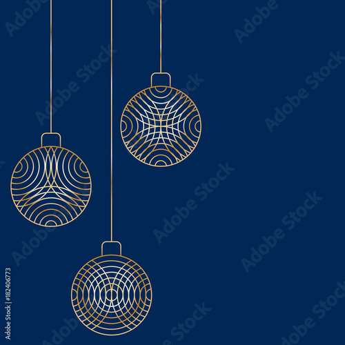 Three Christmas ball toy decorations hanging on blue background
