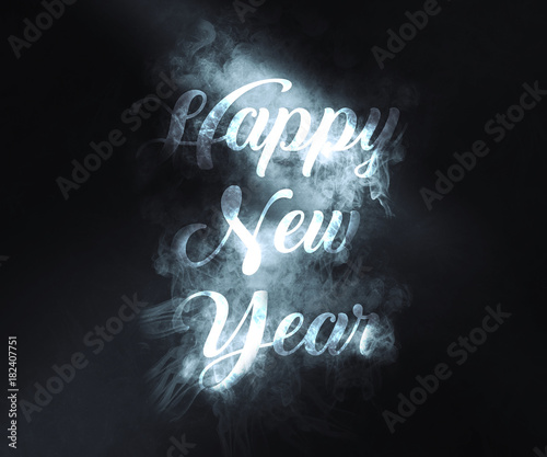Happy new year background wth smoke writing