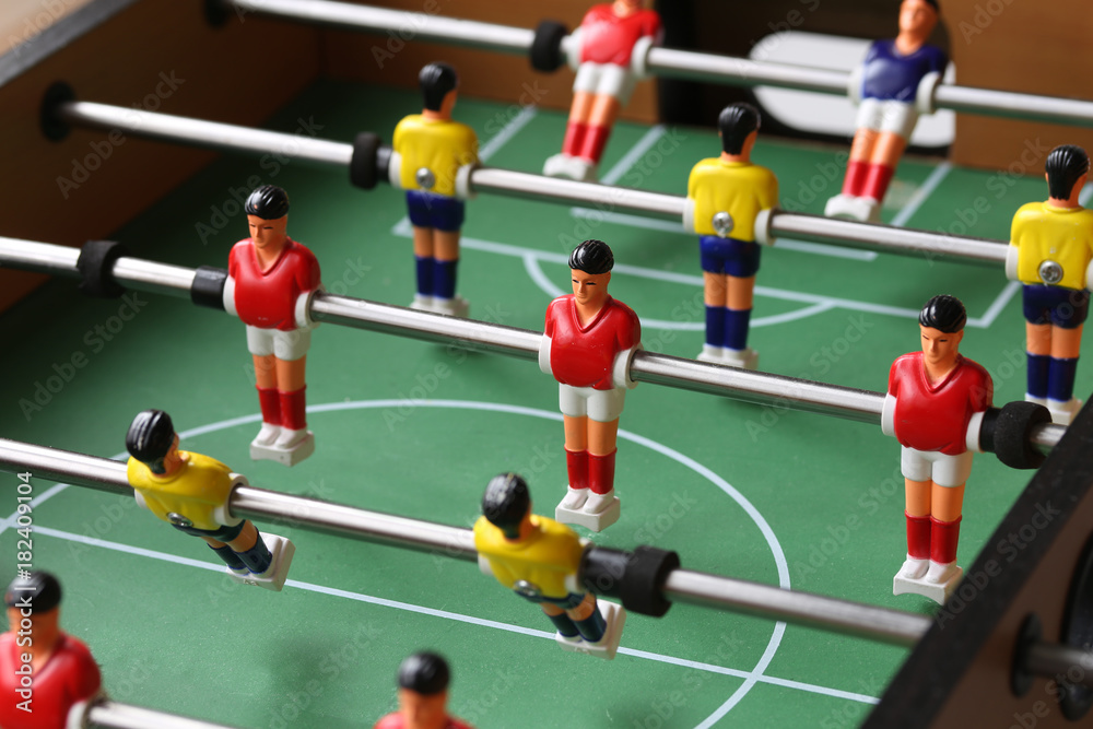 Fototapeta premium Table Football Game Close Up View, Kicker Player Figures