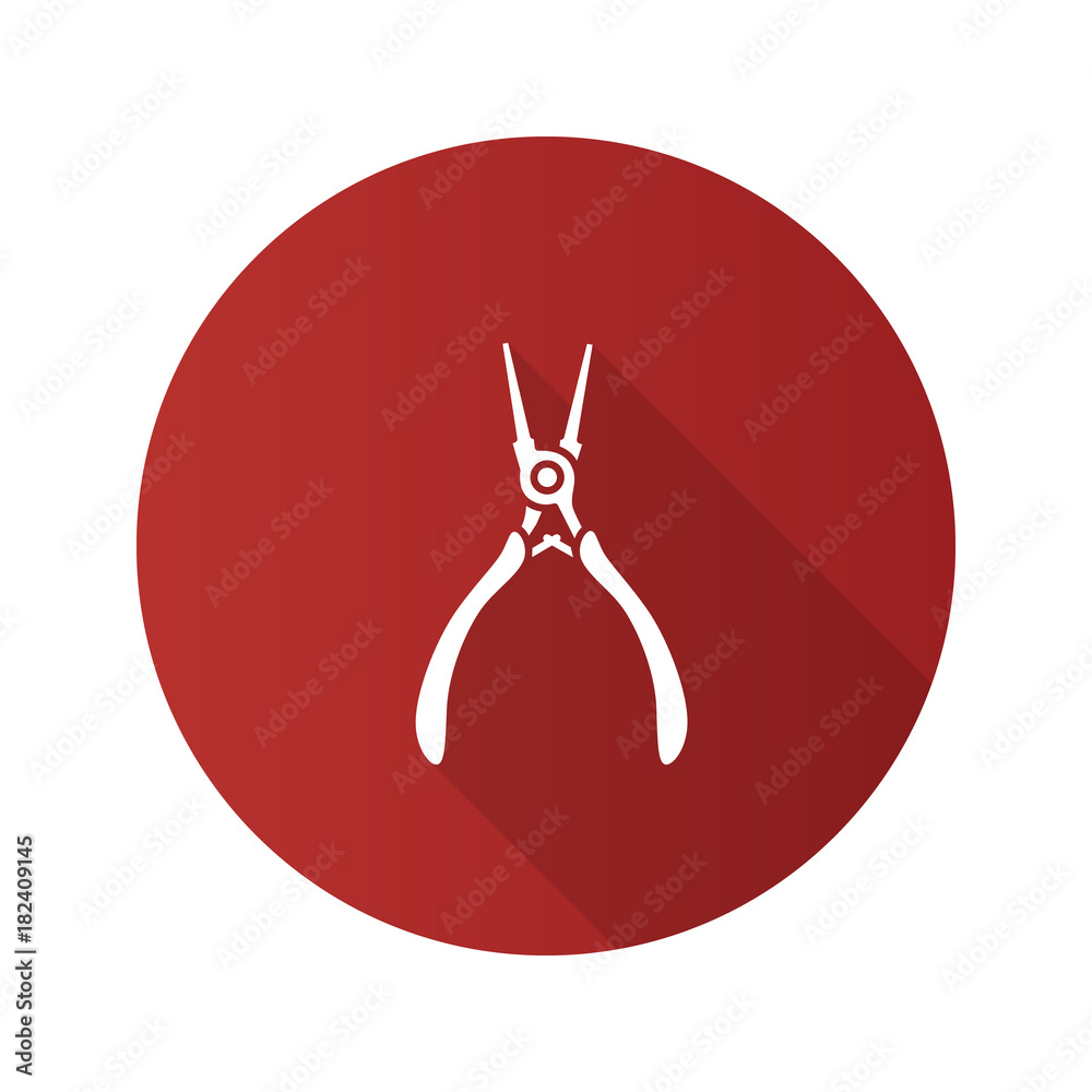 Round nose pliers flat design long shadow glyph icon Round nose pliers flat design long shadow glyph icon
