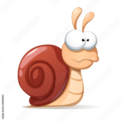 Funny, cute snail illustration. Shadowand reflect Vector eps10