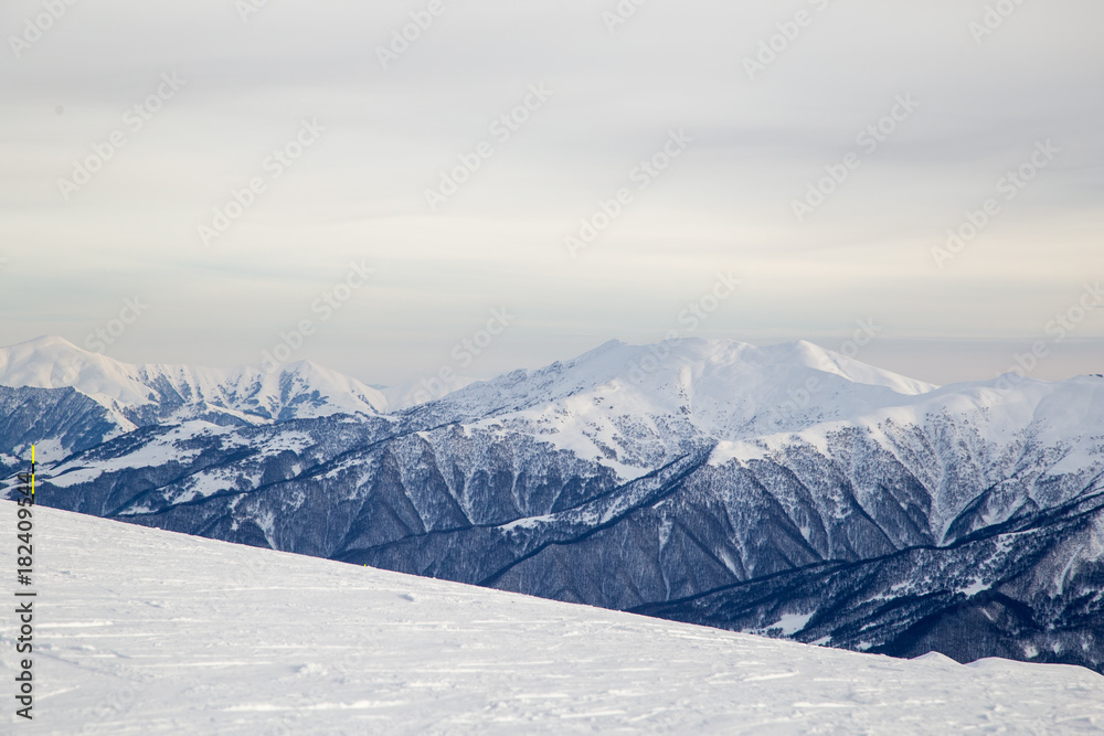 Obraz premium Caucasus Mountains, Georgia, ski resort Gudauri.