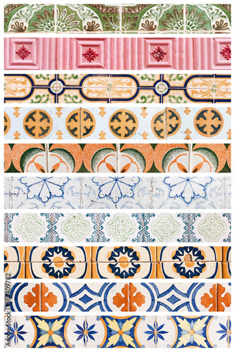 Fototapeta Naklejka Na Ścianę i Meble -  Beautiful collage of different traditional portuguese tiles called azulejos