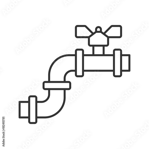 Pipe with valve linear icon