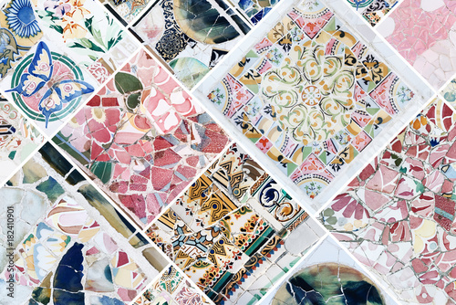 Beautiful collage of different traditional portuguese floral tiles called azulejos © rh2010